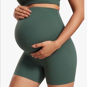CRZ YOGA Womens Butterluxe Maternity Shorts 4" Dark Forest Green, medium